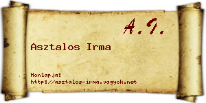 Asztalos Irma névjegykártya